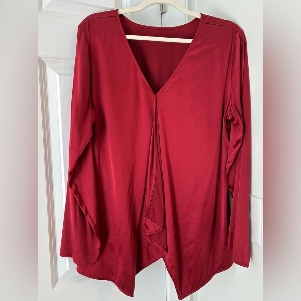 Elegant Red V-Neck Women's Top Size 16